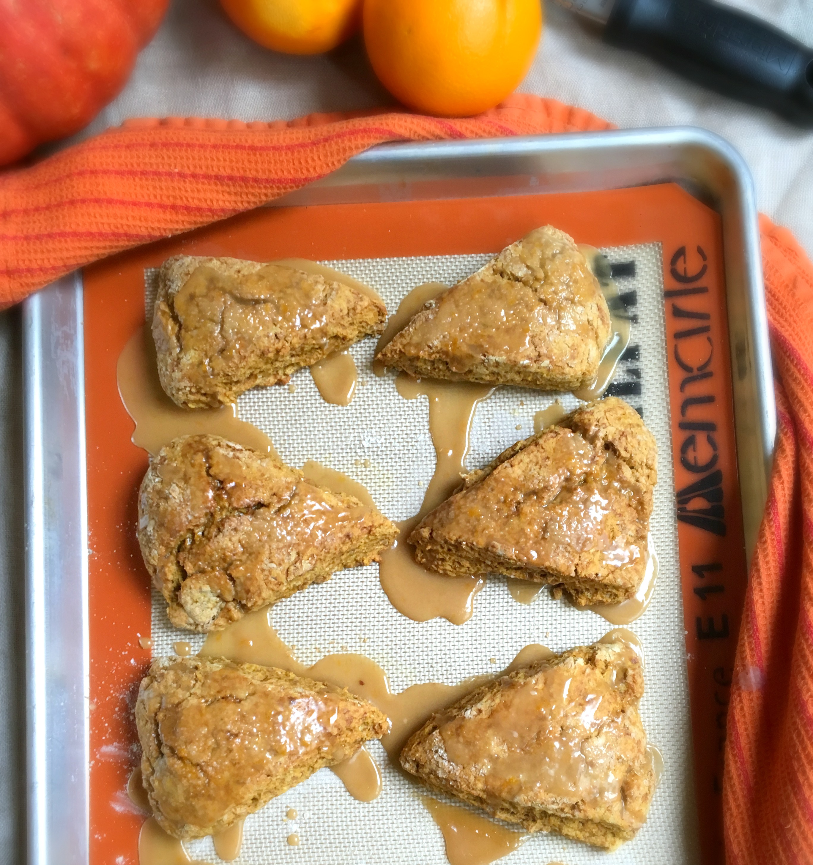 Pumpkin Scones with Maple Orange Glaze