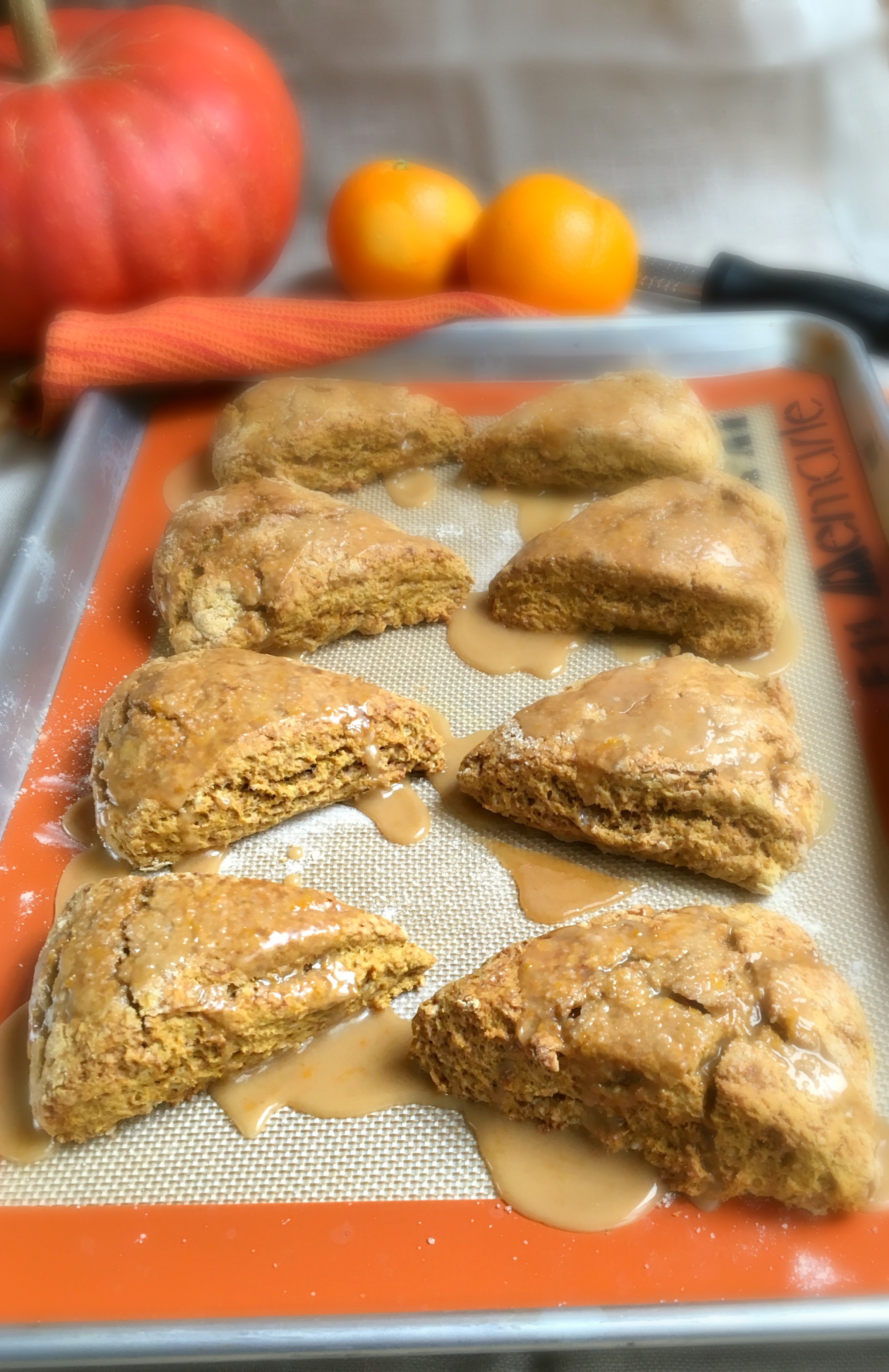 Pumpkin Scones with Maple Orange Glaze