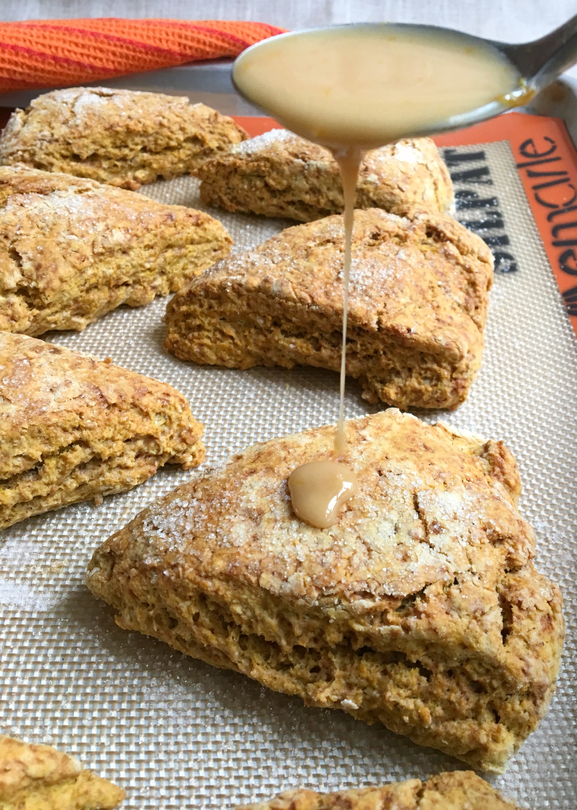 Pumpkin Scones with Maple Orange Glaze